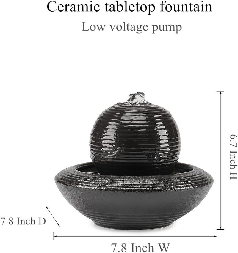 Andady Ceramic Tabletop Fountain Water Feature for Indoor and Home Decoration Table Desk Office Patio (Black A154) - Image 2